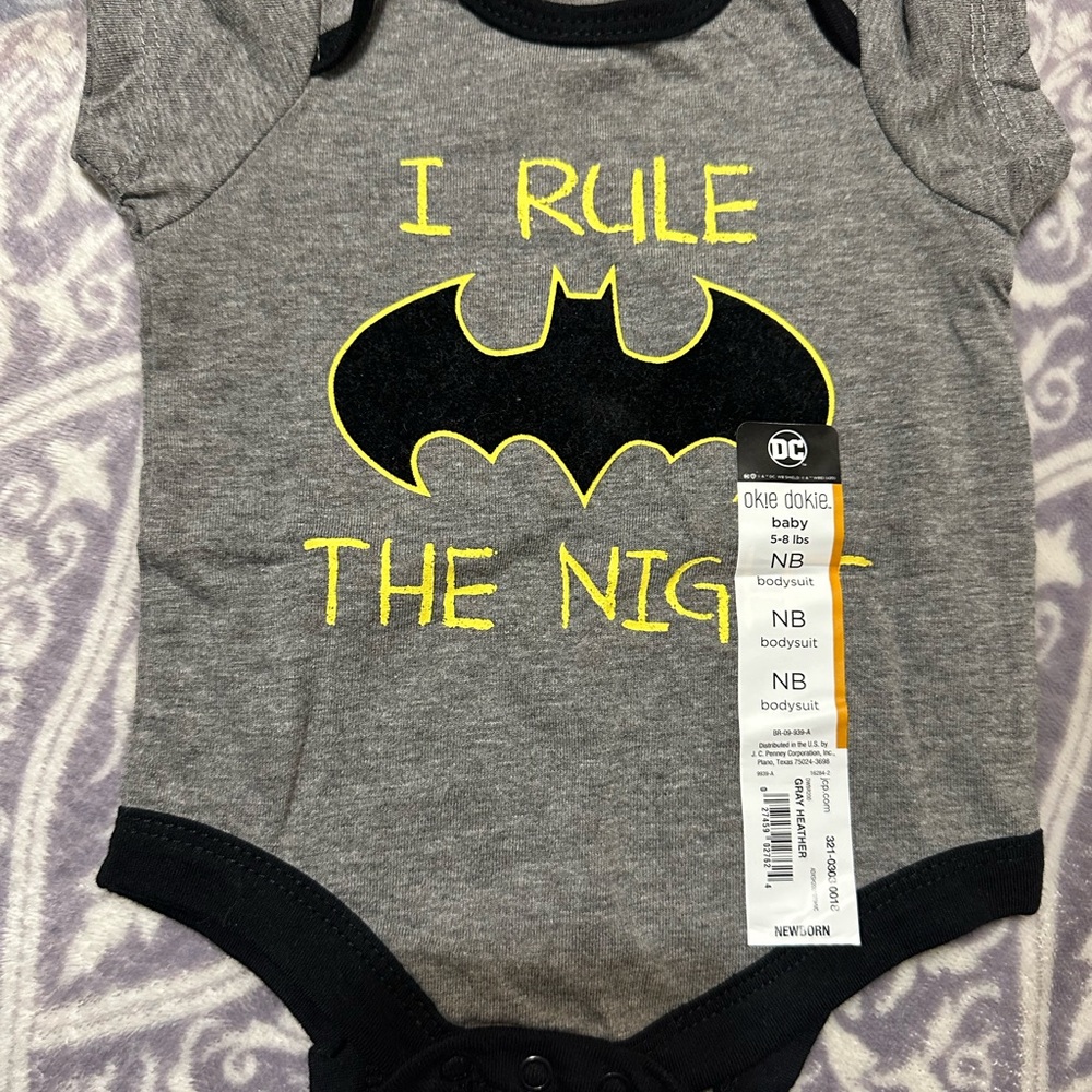 Okie Dokie Gray and Black Batman Bodysuit